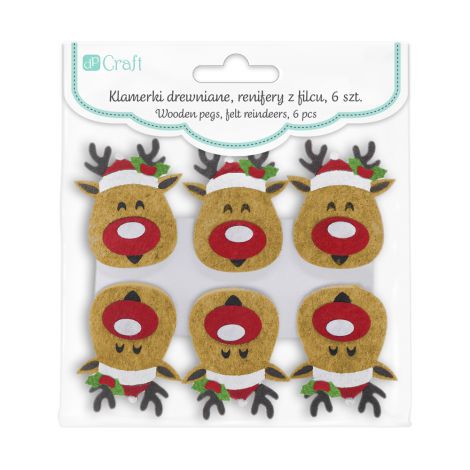 Klamerka drewniana dpCraft Filc Renifer, 1szt - 2